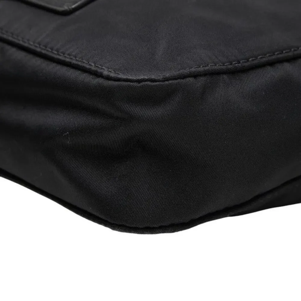 Valentino Nylon Logo Studs Shoulder Bag Black